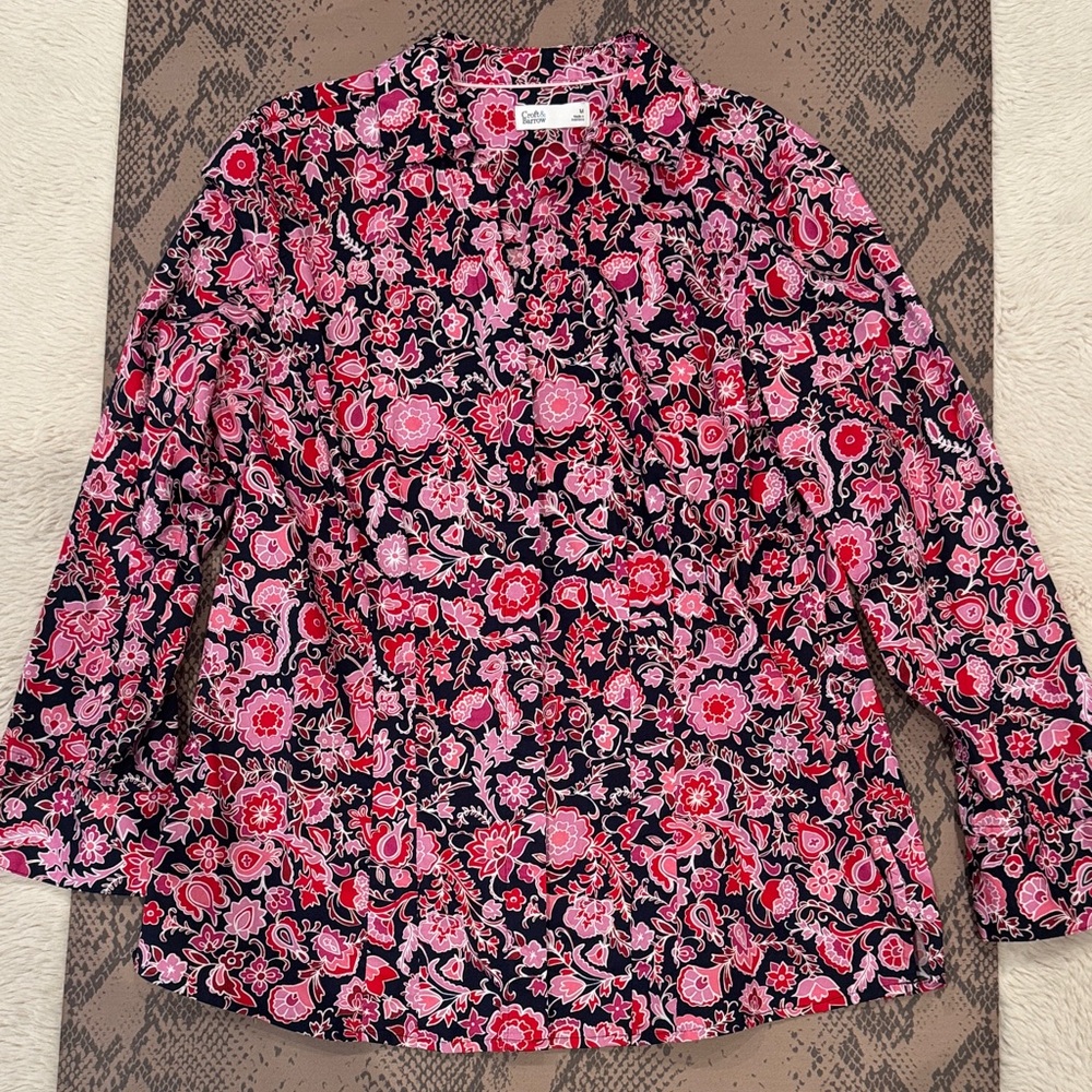 Croft & Barrow Pink and Black Floral Blouse
